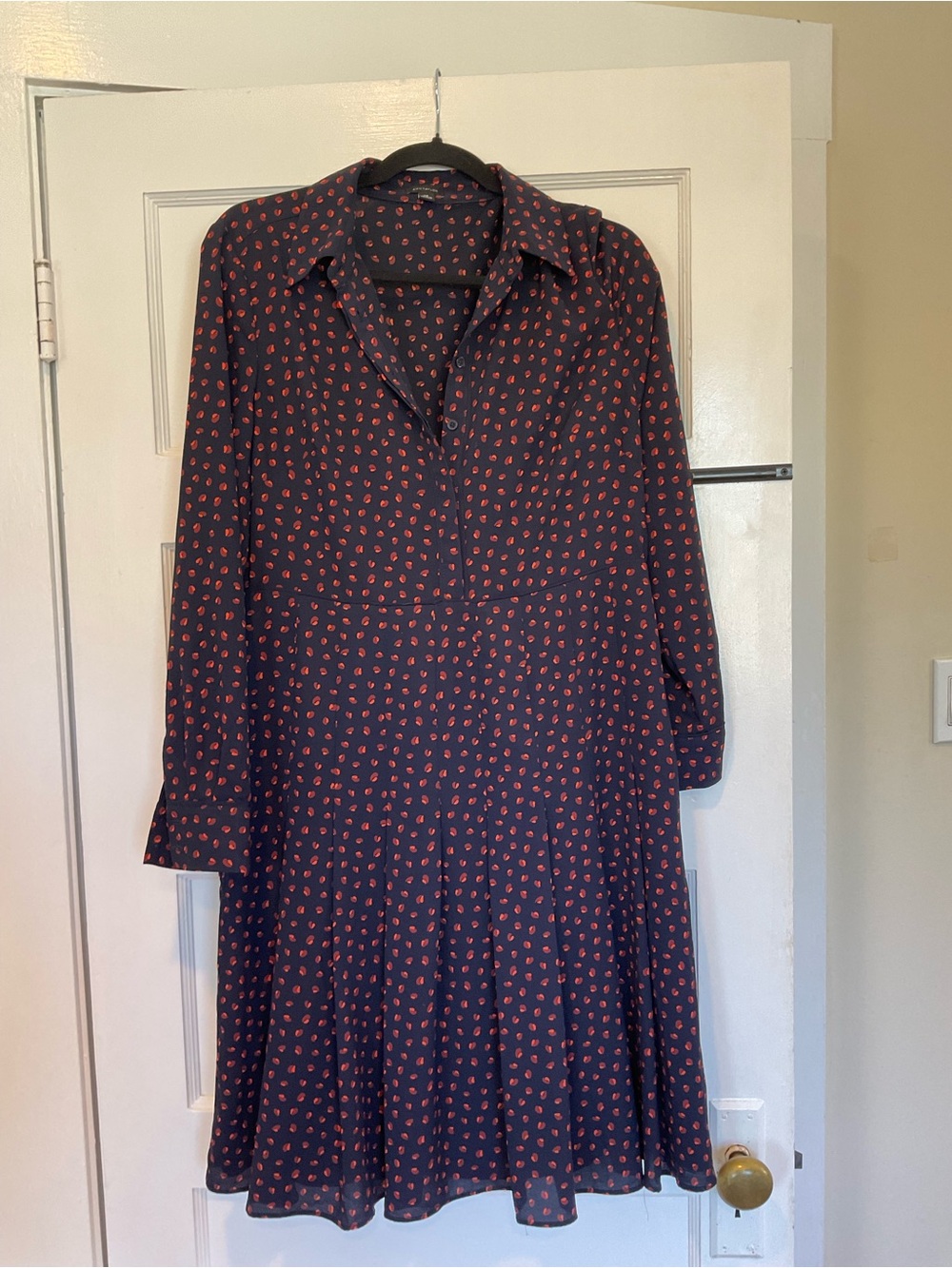 Ann Taylor Navy Long-Sleeve Shirt Dress